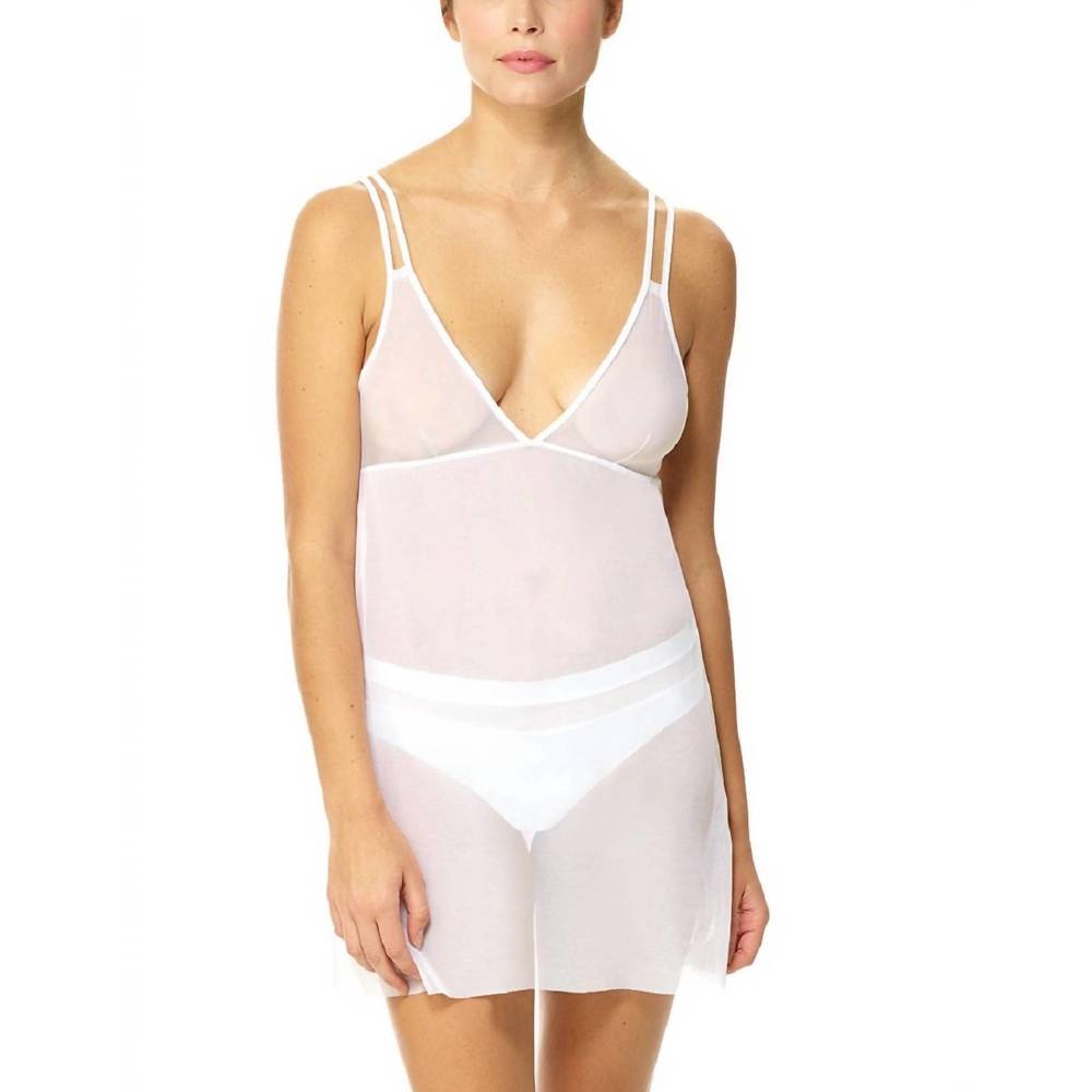 NEW COMMANDO women's chic mesh babydoll dress in white